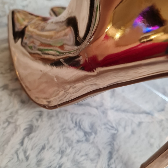 Qupid Rose Gold Metallic Heels Pointed Toe Size 6 - Picture 6 of 13